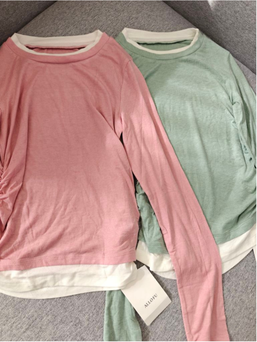 Layered Long Sleeve Top – Available in Pink & Sage Green